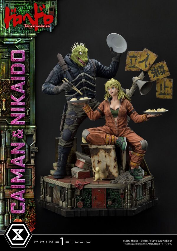 Estatua Caiman y Nikaido Dorohedoro