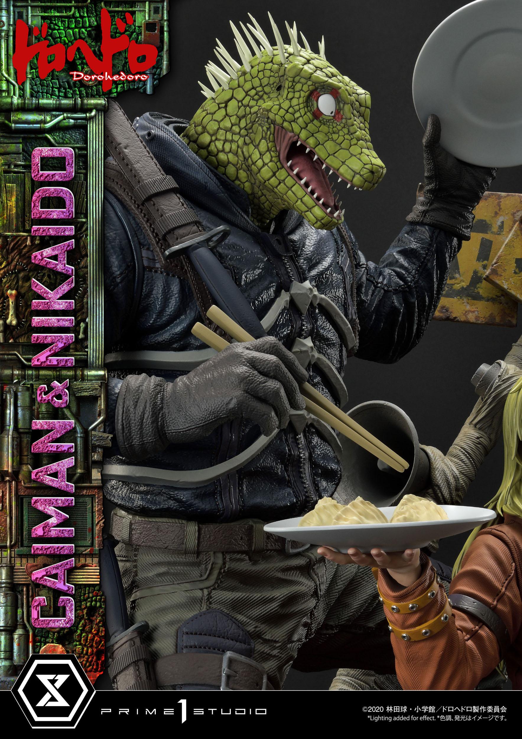 Estatua Caiman y Nikaido Dorohedoro