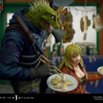 Estatua Caiman y Nikaido Dorohedoro