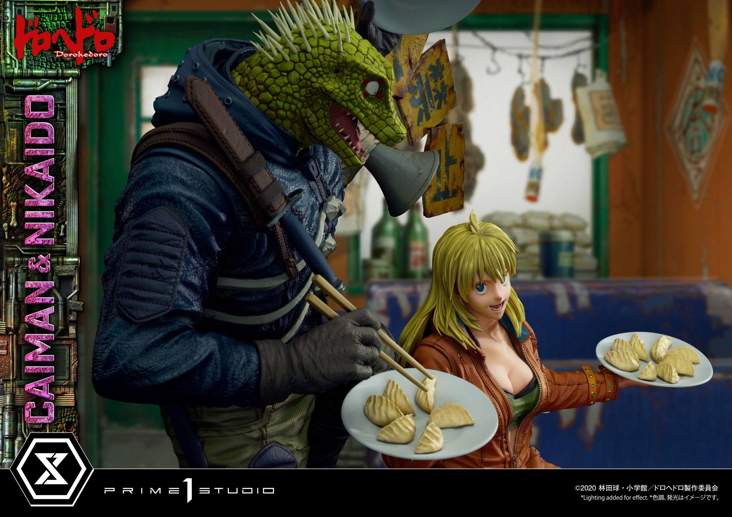 Estatua Caiman y Nikaido Dorohedoro