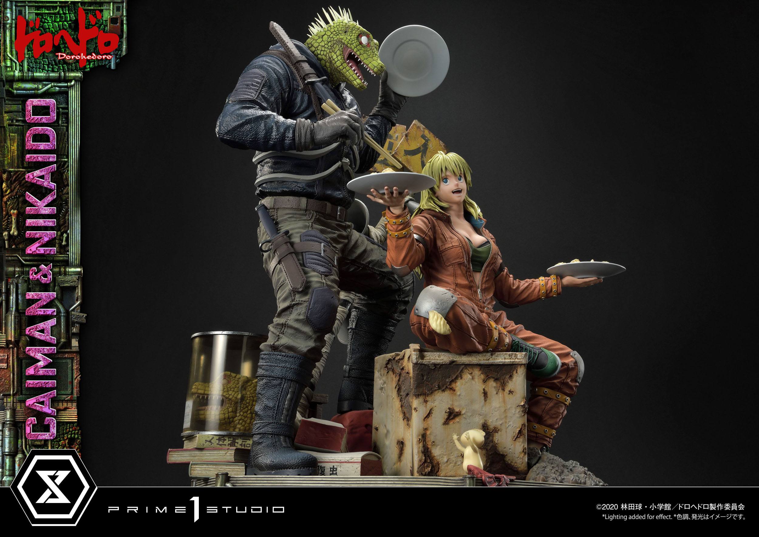 Estatua Caiman y Nikaido Dorohedoro