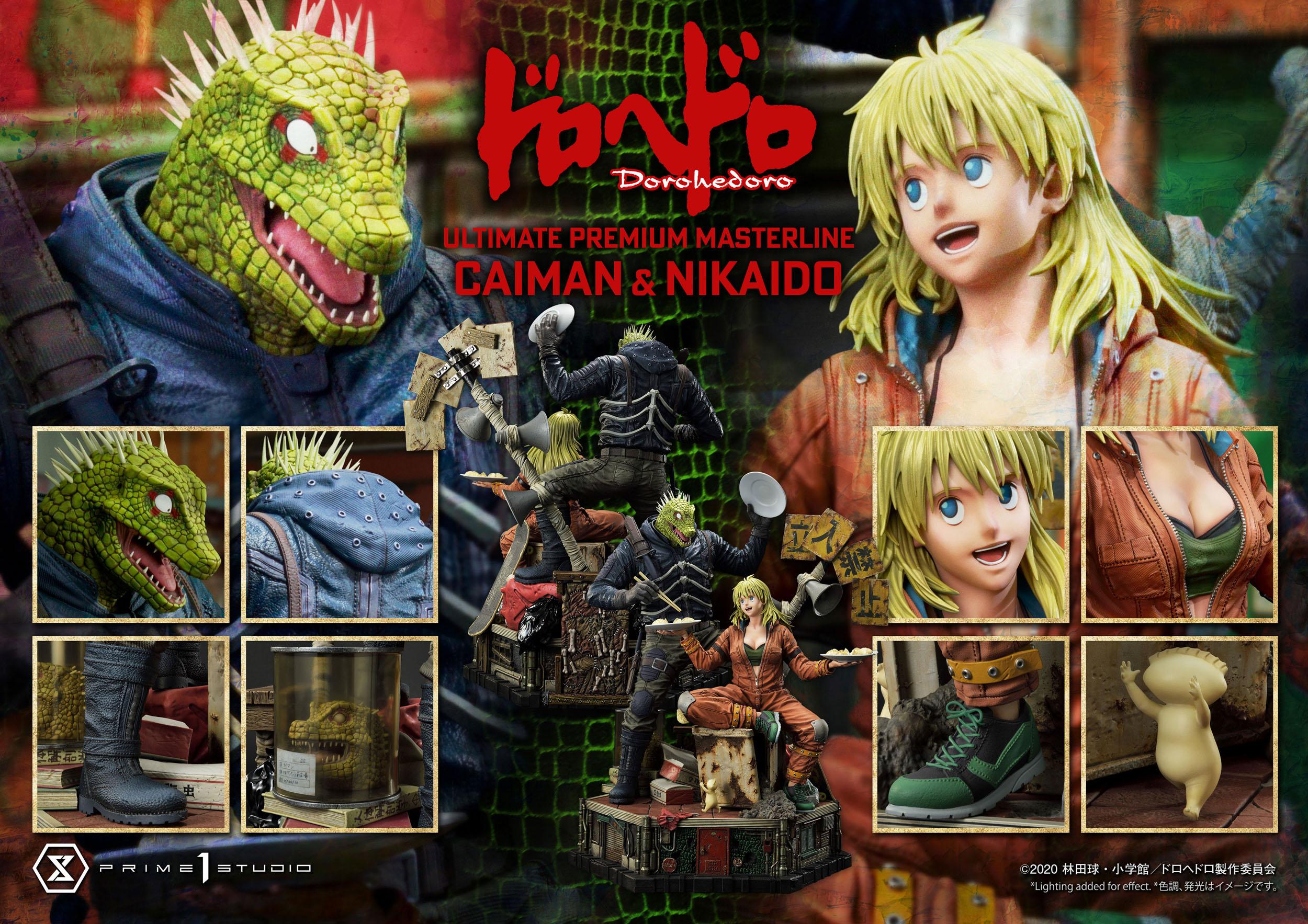 Estatua Caiman y Nikaido Dorohedoro