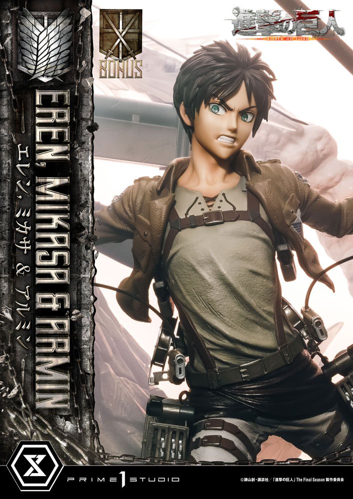 Estatua Eren Mikasa y Armin Deluxe