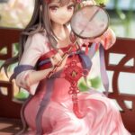 Estatua Lotus Reflection Hanfu Girls