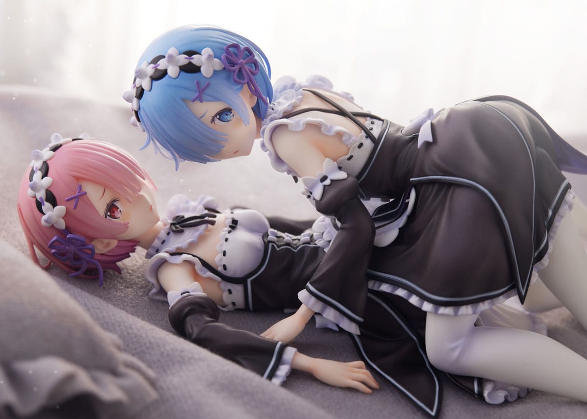 Estatua Re Zero Ram y Rem 9 cm